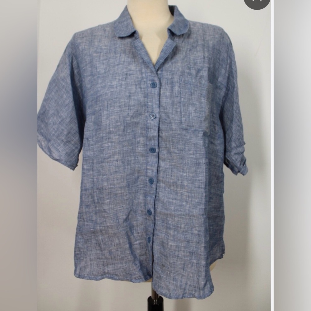 Garnet hill linen Blue Shirt